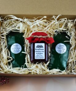 [24 BN] ⛄ Świąteczny ⛄ Zestaw WIECZÓR PRZY KOMINKU z konfiturą z róży i herbatami